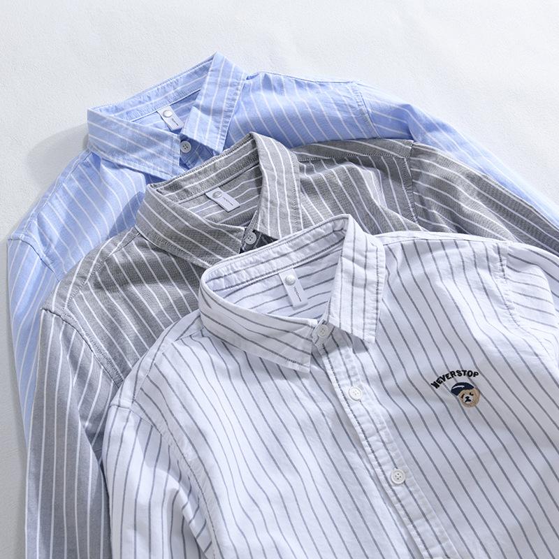 Spring New Japanese Striped Shirt Versatile Japanese Single Wear Pure Cotton Long-sleeved Shirt