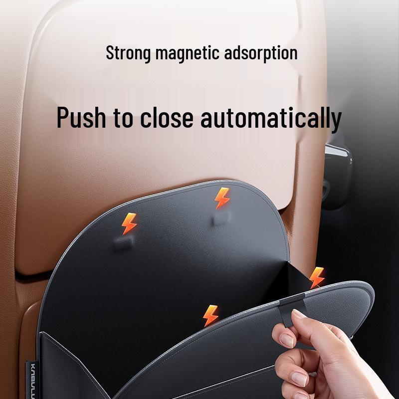 Hanging Car Trash Bag and Organizer – Multifunctional, High-End, Anti-Kick Design for Back Seat Storage