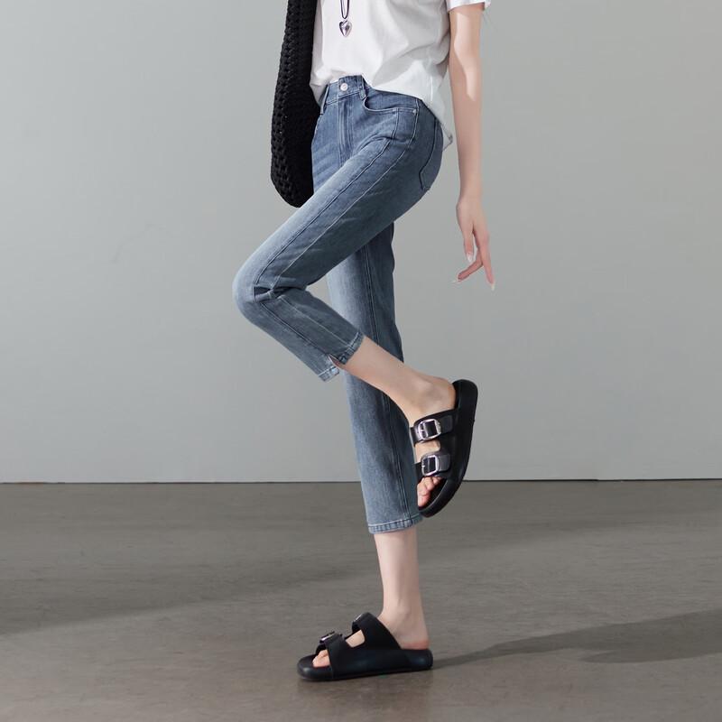 SOFSIL Women's Summer Slim-Fit Stretch Slit Jeans
