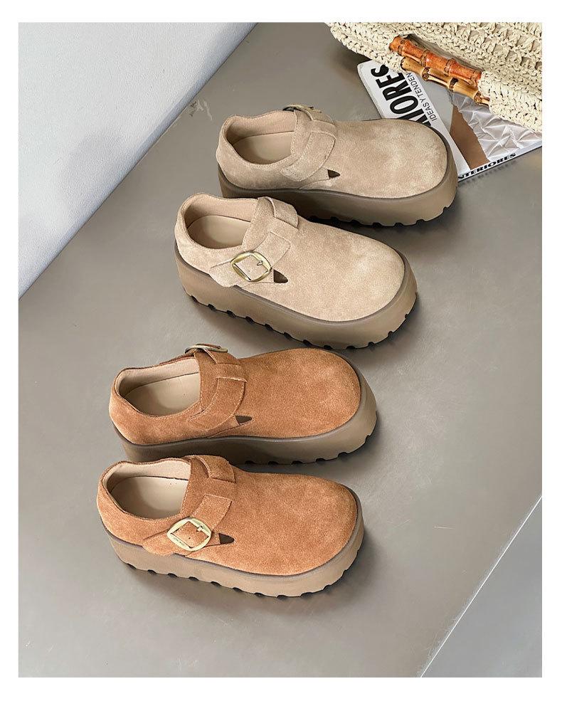 Damen Echtleder Retro Slipper Plateau Schuhe - 2025 Herbstkollektion