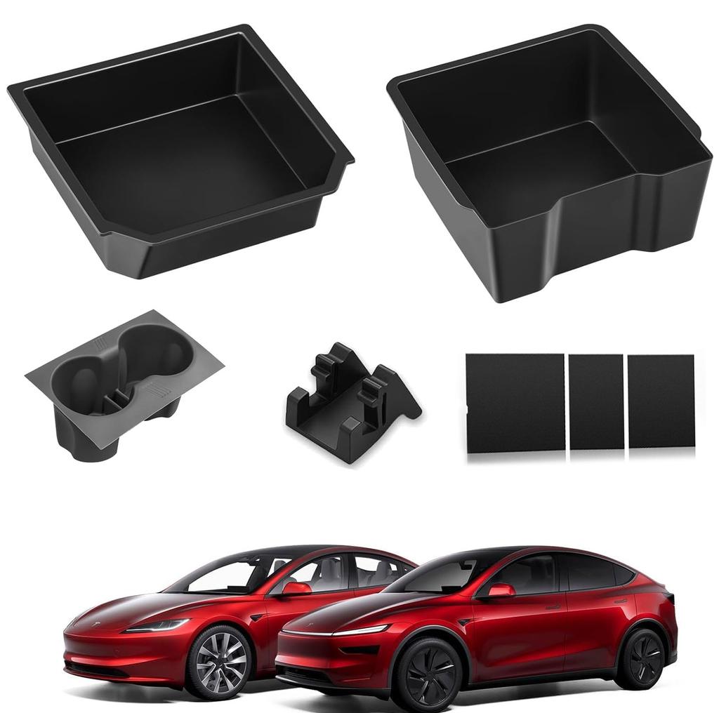 5PCS Center Console Organizer Tray For Tesla Model Y 2026 Model 3 Cup Holder Phone Holder Console Electrostatic Adsorption Cover