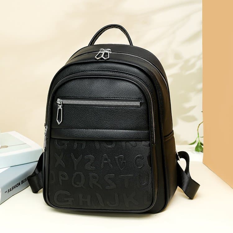 Letter embossed backpack large capacity student backpack