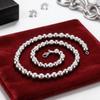 Originality 8MM Frosted Smooth Beads 925 Sterling Silver Necklaces for Woman Fashion Costume Jewelry Wedding Holiday GiftS Party