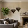 2PCS Vintage Heart Shaped Hanging Pendant Iron Heart Shaped Ornament Wall Decor  for Home