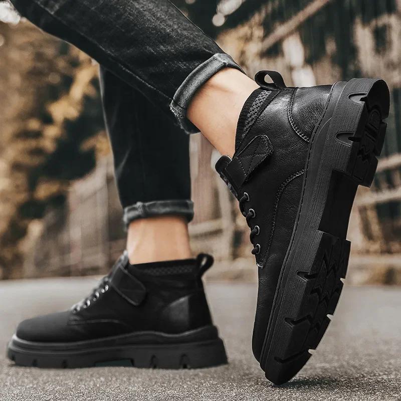 Mode Winter Neu Schnee Kurze Stiefel Herren Mode Britisch Klassisch Mode Anti-Rutsch Bequeme Stiefel Outdoor Schnürschuhe Bankett Freizeitschuhe