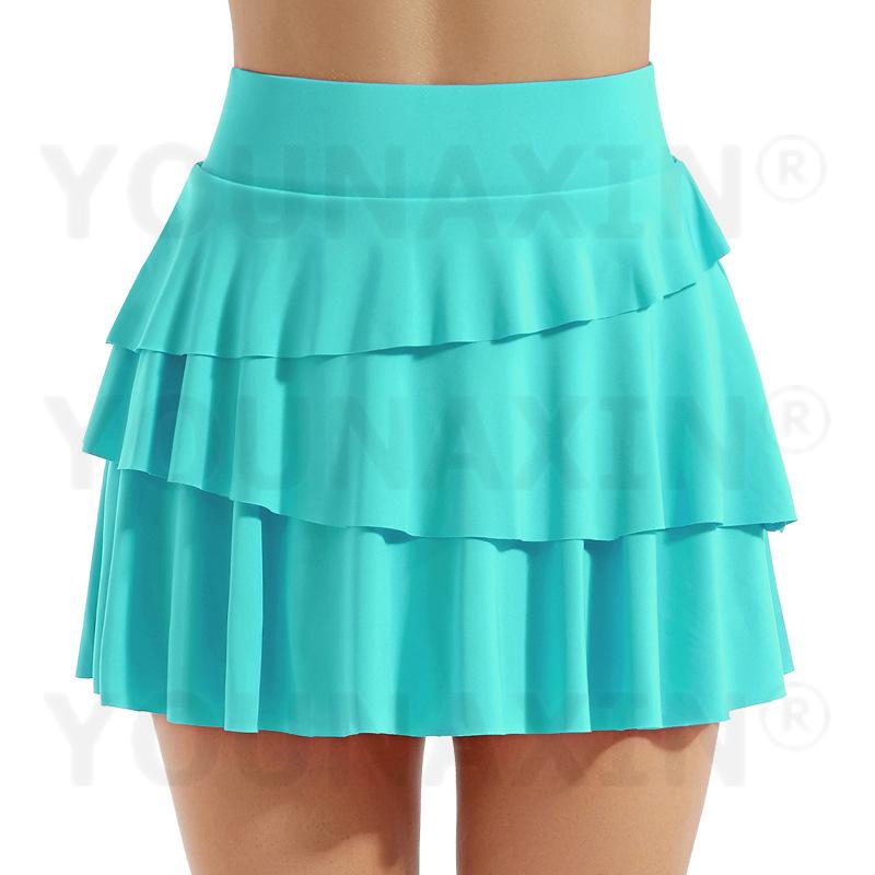 

Женские теннисные кюлоты для йоги с высокой талией и карманом, фитнес-плиссированная юбка для тренировок, спортивные шорты для бега, подкладка S M L XL 2XL 2XL светло-зеленый