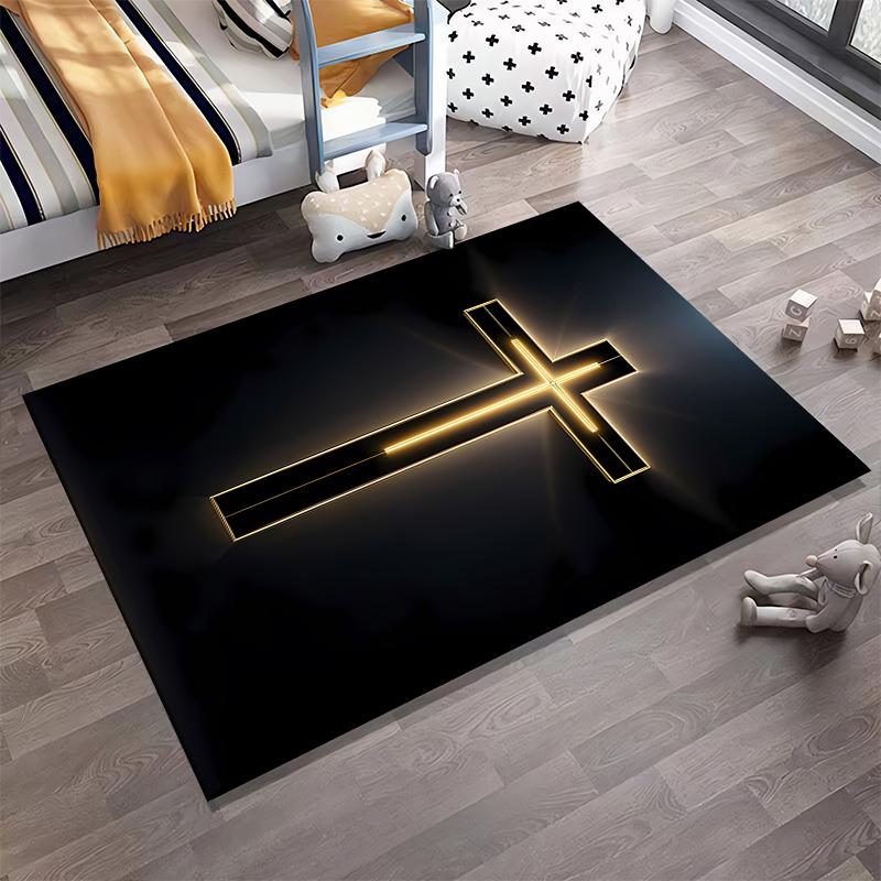 Glowing Cross Design Rug Non-slip rug suitable for living room and bedroom sofas.