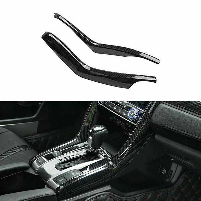 Fits Honda Civic 2016–2021: Gear Shift Panel, Stripe Decorative Sticker, Armrest Box.