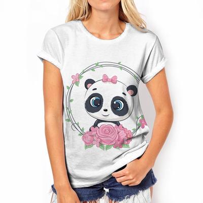 Cartoon Women's T-shirt Super Large Round Neck Short Sleeve Top Panda Printed Animal T-shirt For Women Casual Sweatshirt
