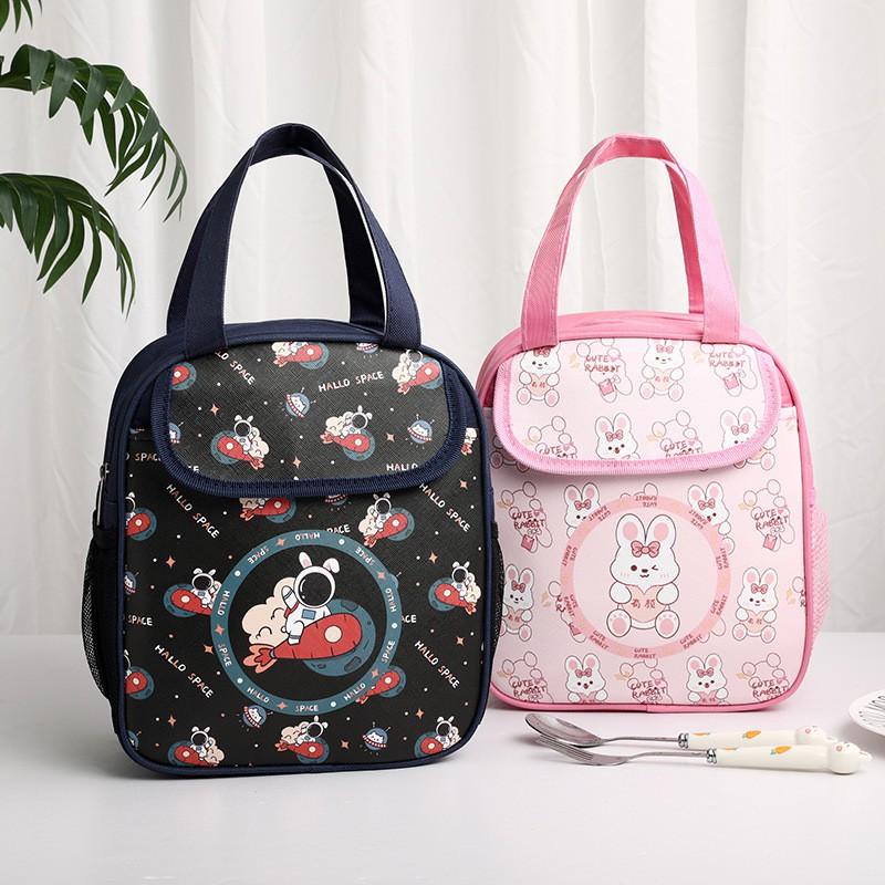Insulated Lunch Bag Kids Adults - Thick Aluminum Foil Thermal Tote With Handle Cartoon Design Leakproof Food Carrier