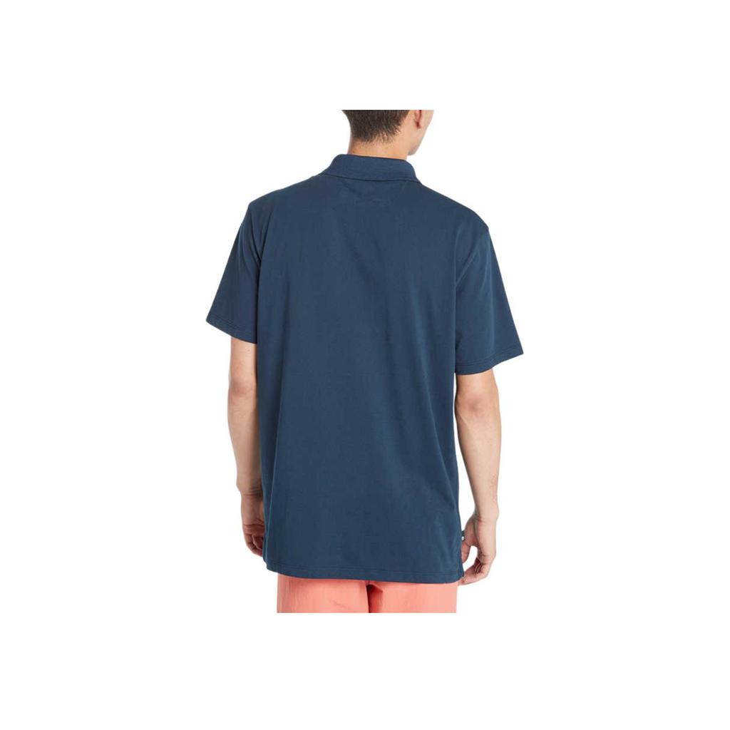 Timberland Solid Logo Outdoor Casual Breathable Short Sleeve Polo Shirt Men Polo Shirts Deep-Sapphire-Blue A2PM8-433