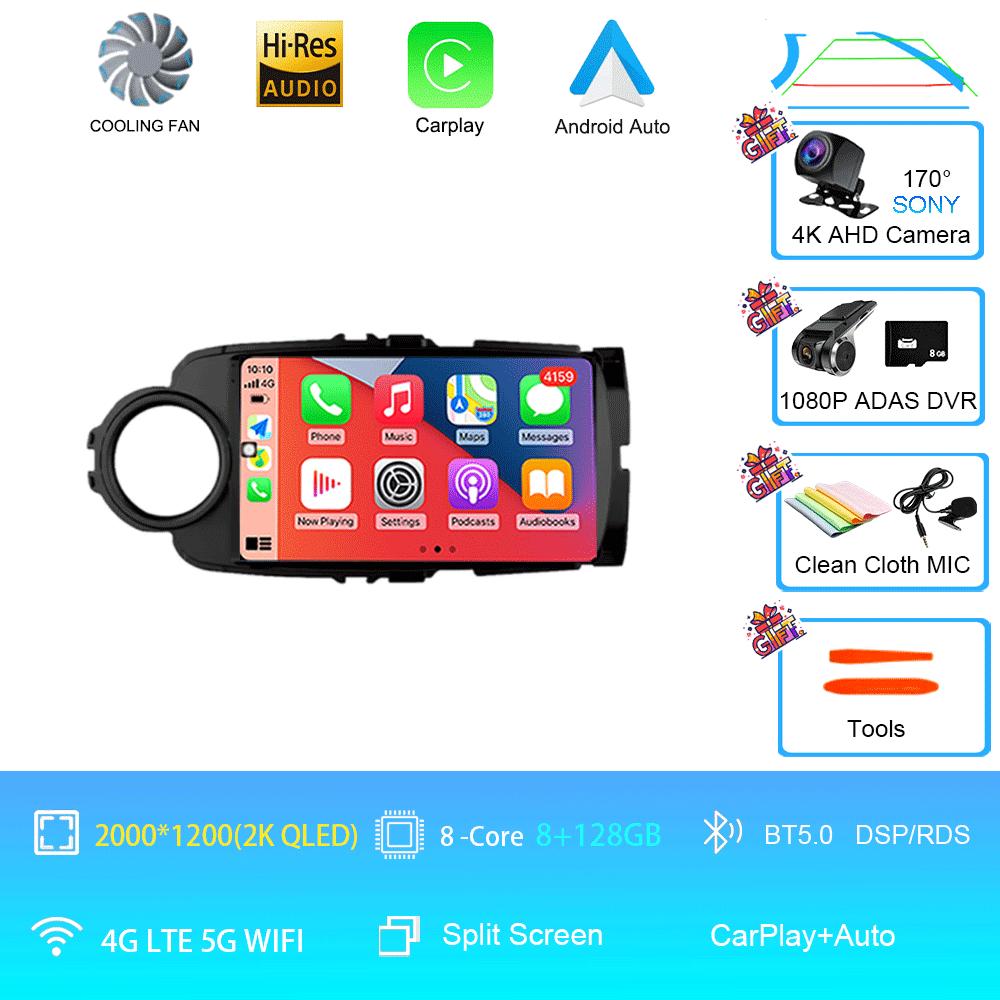 Car Radio Android 14 Autoradio For Toyota Yaris 2012 - 2017 GPS Navigation Multimedia Player Carplay Stereo 2 Din DVD WIFI+4G BT