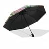 Cherry Blossom Garden, Traditional Kimono Themed Automatic Opening and Closing Umbrella, Brightly Colored 8 rib Portable Umbrella, Suitable