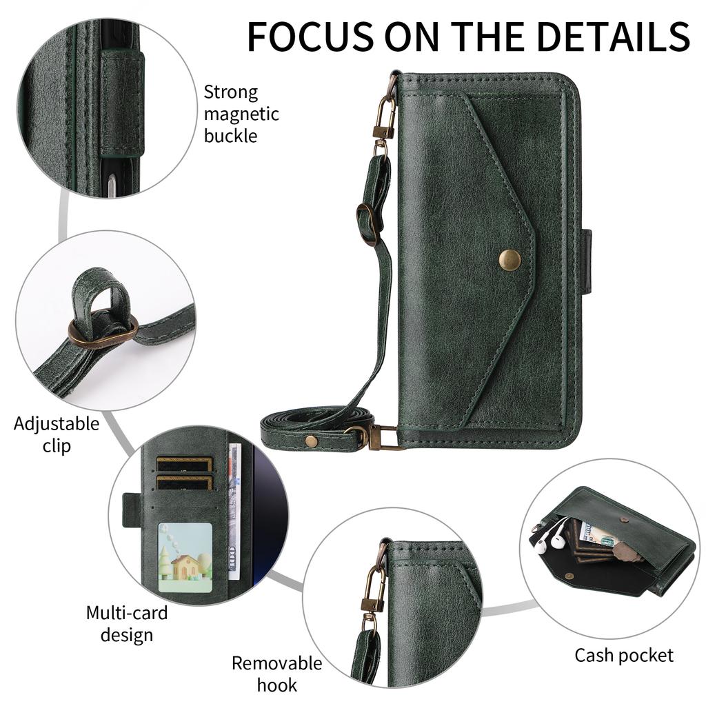 Pro Fairphone 6 Kožené pouzdro Magnetické zavírání Peněženka Stojánek Kryt na telefon s popruhem crossbody