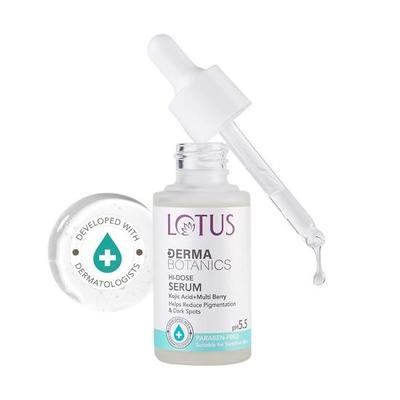 Lotus Herbals Dermabotanics Kwas Kojowy + Multi Berry Serum o Wysokiej Dawce|Redukuje Pigmentację i Ciemne Plamy|Łagodzi Zaczerwienienia,28 ml