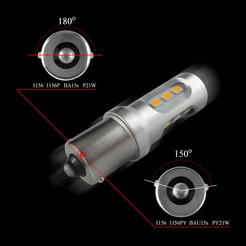 2PCS Car Tail Light LED BA15S Auto Brake Reverse Lamp DRL Rear Parking Bulbs