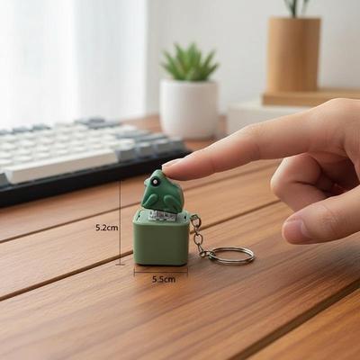 Funny Croaking Frog Duck Keychain Rechargeable Keyboard Fidget Clicker Sound Keyring With LED Light For Stress Relief