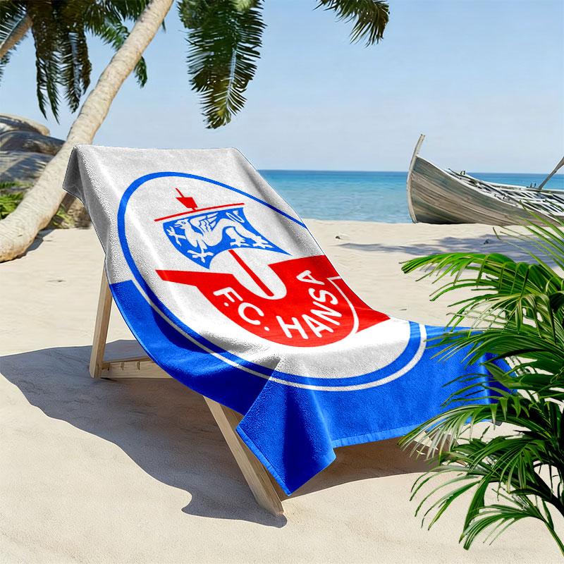 FC Hansa Print Strandtuch, Großes Weiches Schnelltrocknendes Handtuch für Strand Camping Schwimmen
