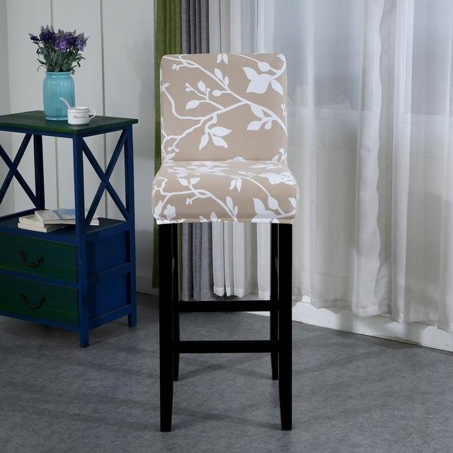 Elastic Short Chair Furniture Cover Spandex Fabric Printed Bar Stool Seat Covers Chair Protector Slipcovers For Cafe Dining Space Kitchen Washable