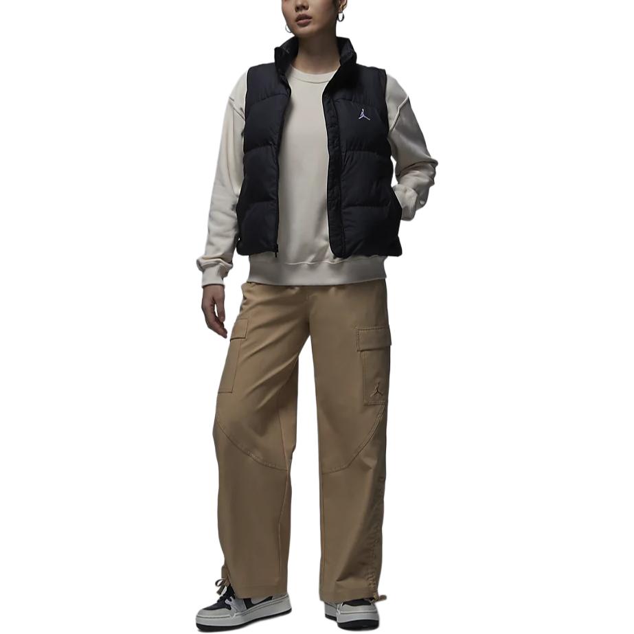 Jordan Fashionable Simple Warm Stand Collar Vest Women Vests Black White FV7150-010