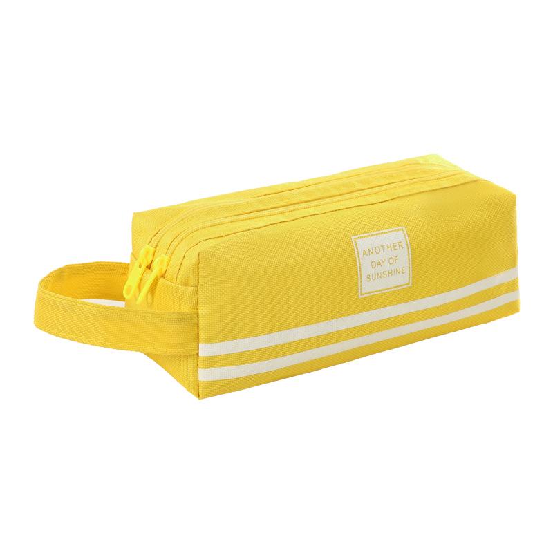 Korean Style Double-Layer Oxford Cloth Pencil Case with Large Capacity and Portable Double Zipper Design