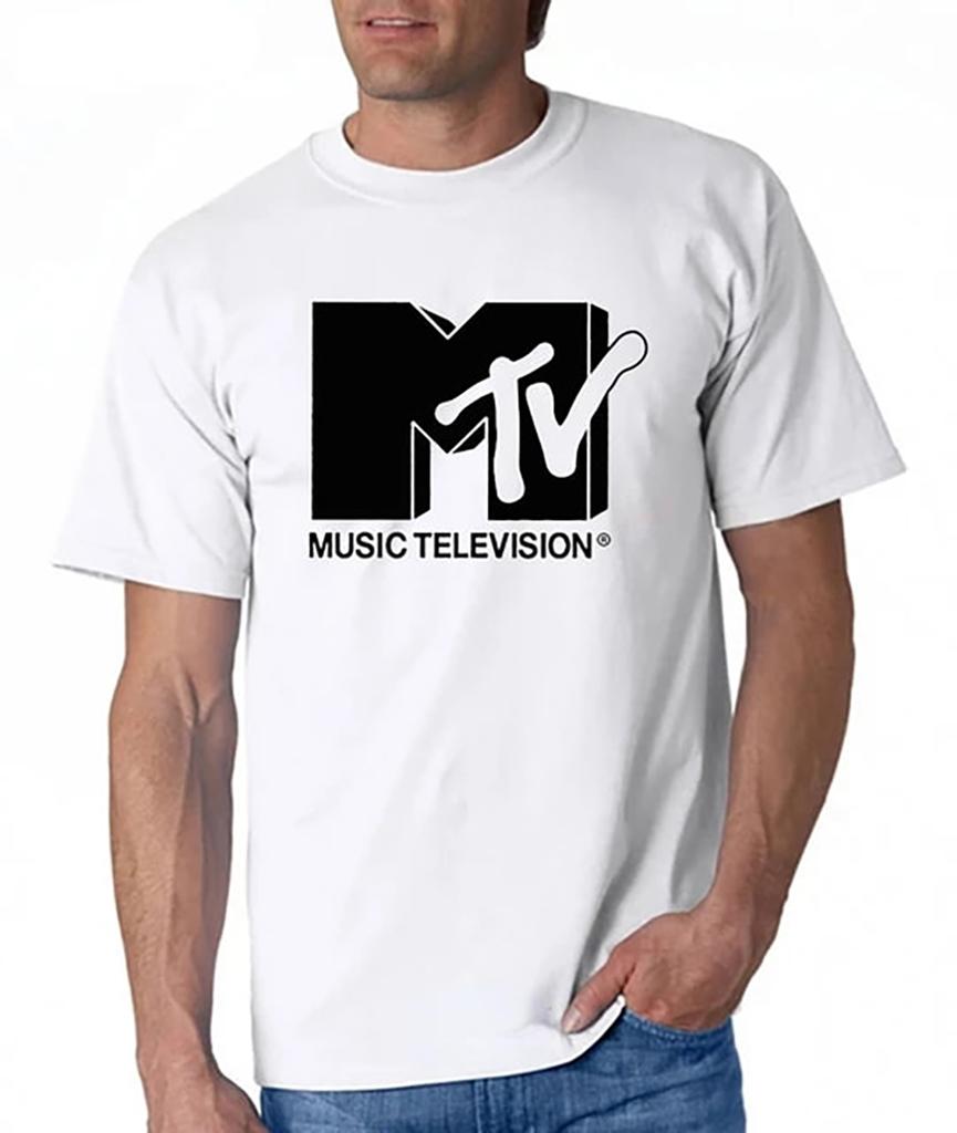 JRJZ Men's T-Shirt Mtv Retro Casual Cotton T-Shirt Retro Shirt Pop Music Tv Culture Bands Oversized Tops Men's Clothing #913091