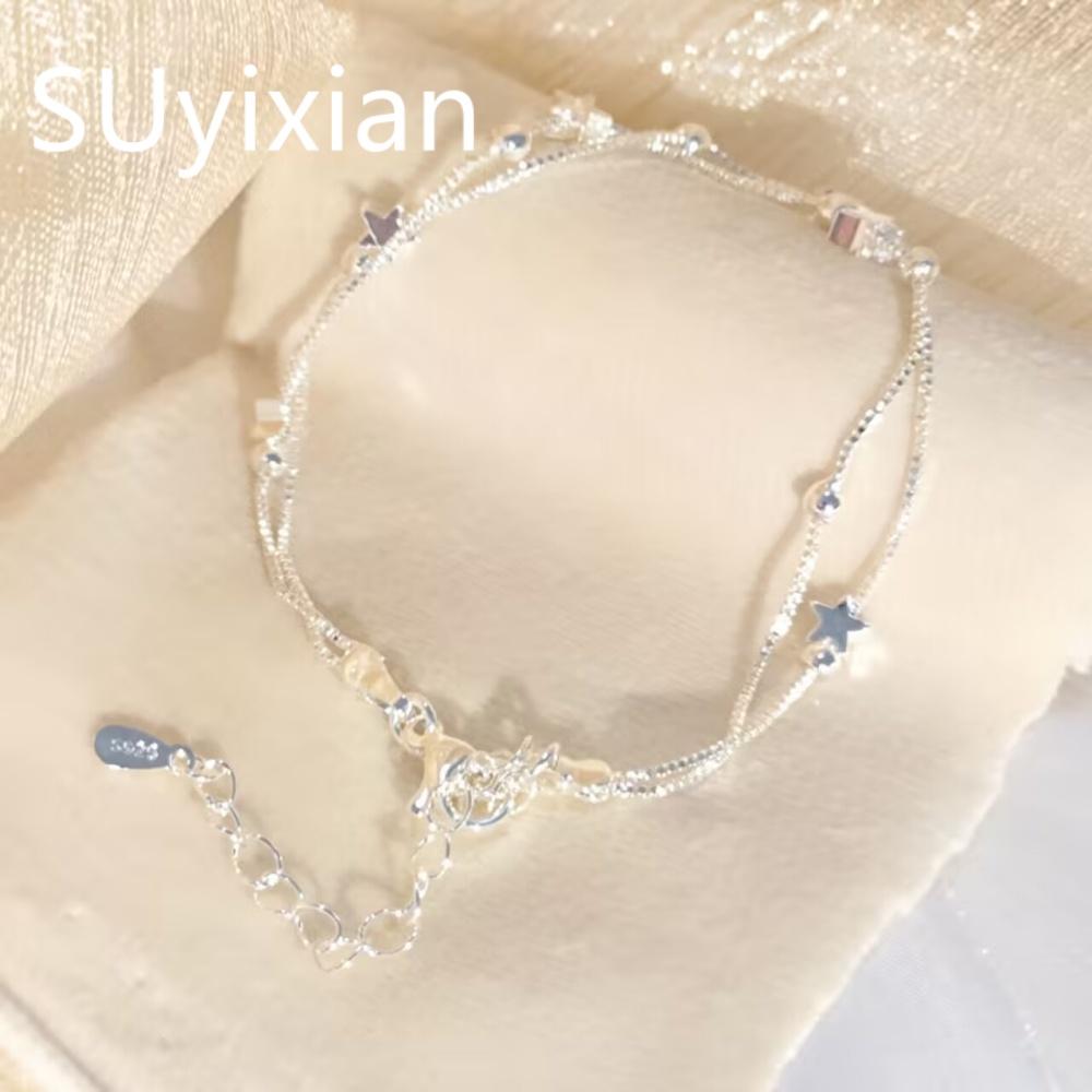 925 Sterling Silver Light Luxury High-end Exquisite Double-layer Star Bracelet, Stacked Jewelry, Birthday Anniversary Gift