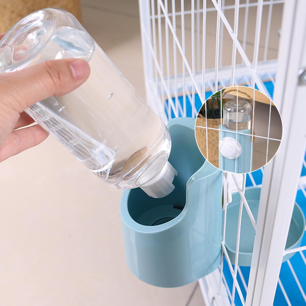 Cats Dogs Drinking Fountain Pet Food Bowls Food Container Dispenser Bowl Cage Hanging Feeder Automatic Pet Water Bottle