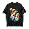 Warm Parent-child Brushing Print Casual Top For Adult & Kid Pure Cotton T-shirt