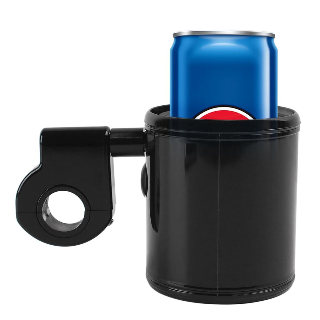 AQIMY Motorcycle Drink Holder, Universal Fits 22-32mm Handlebars, 360-Degree Rotation, Black Foam, Non-Slip Design, Fits Water Bottles and Mugs, Black