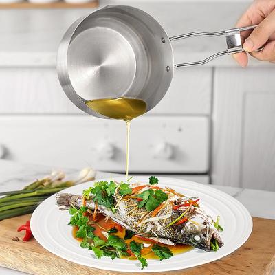 Mini Stainless Steel Oil Splashing Small Pot, Oil Sauce Pouring Small Pot, Household Frying and Boiling Pot, Barbecue