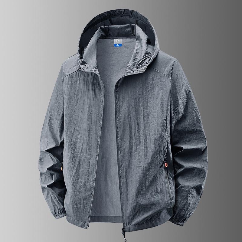 

Мужская легкая летняя куртка с воротником-стойкой для защиты от солнца XL темно-серого