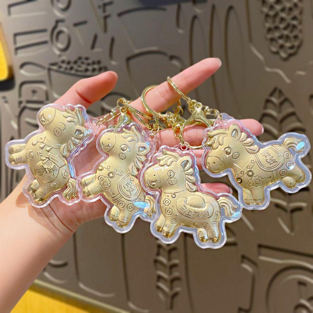 Reichhaltige Goldpferd-Schlüsselanhänger Glückstaschen-Anhänger Taschen-Accessoire Pony-Schlüsselanhänger Chinesisches Neujahr