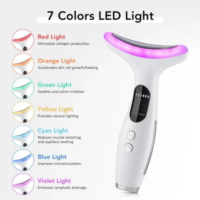 Masážní přístroj na krk EMS Face Lift 7 světelných režimů Elektrické zařízení pro zpevnění pokožky LED fotonová terapie Kosmetický přístroj Proti vráskám
