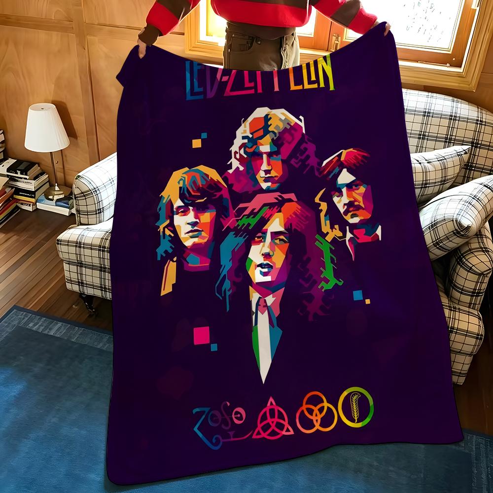Muzyczna Koc L-Led Z-Zeppelin Nadziany Flanelowy Koc Odpowiedni do Kanap Łóżek Biur Podróży Krzeseł Kempingowych