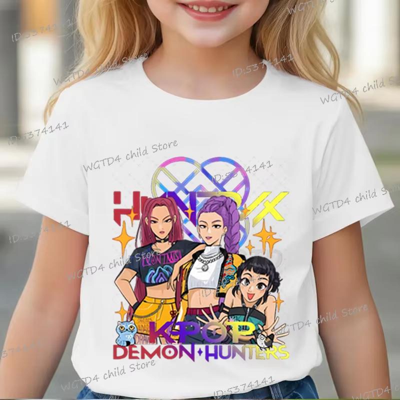Summer Movie Kids T-shirt KPop Demon Hunters Cool Girls Tee Top Funny Gift Men Women Cotton Tshirt K-Pop Demon Hunters Clothes