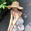 Japanese and French Sweet Tulips Straw Hat Sun Protection Big Brim Sun Protection Lafite French Big Brim Straw Hat