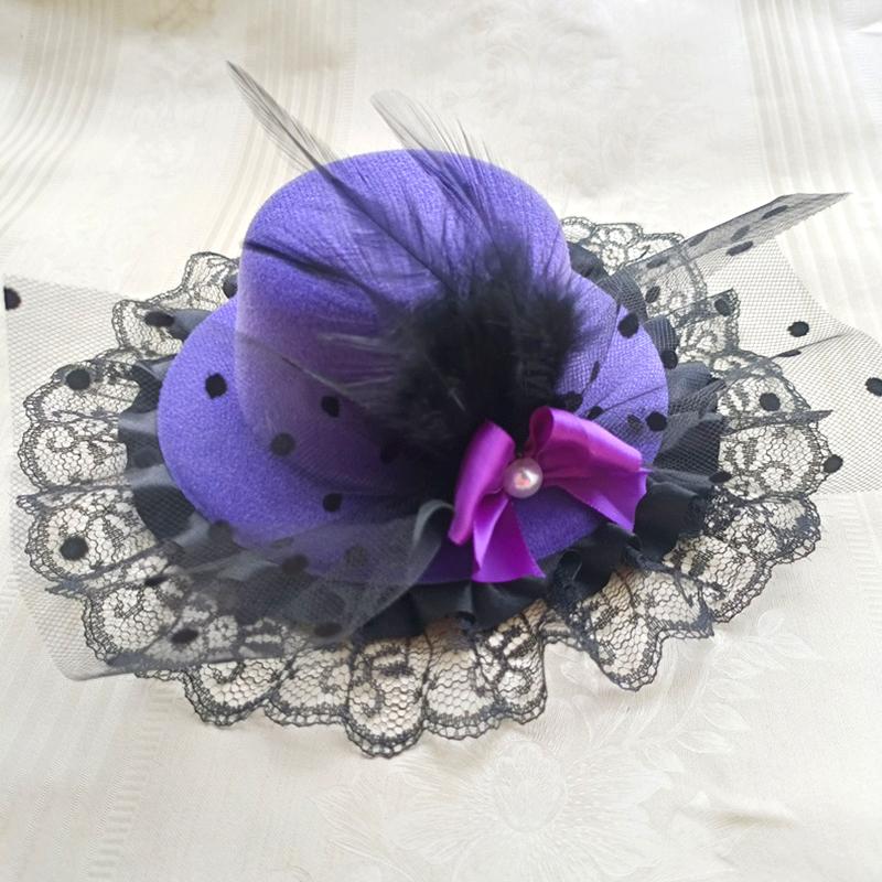 1Pc Flower Feather Headwear Hair Accessories Pearl Beaded Decor Girl Children's Fascinator Hat Hair Clips