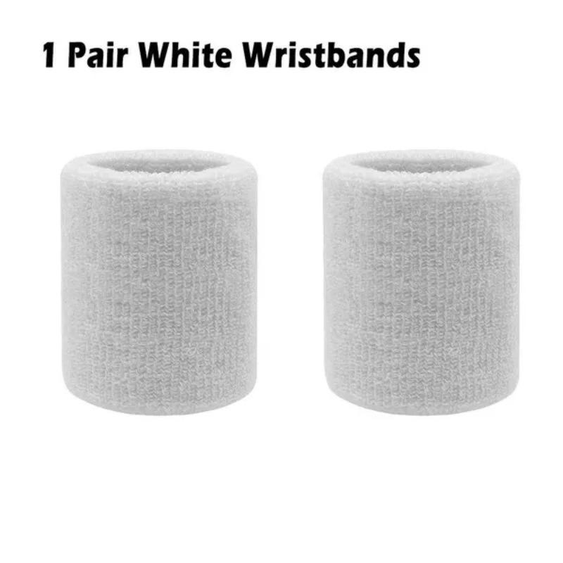 1 Pair Solid Color Wrist Protection Sports Anti-sweat Wristband with Sweat Absorption Breathable Sports Accessories