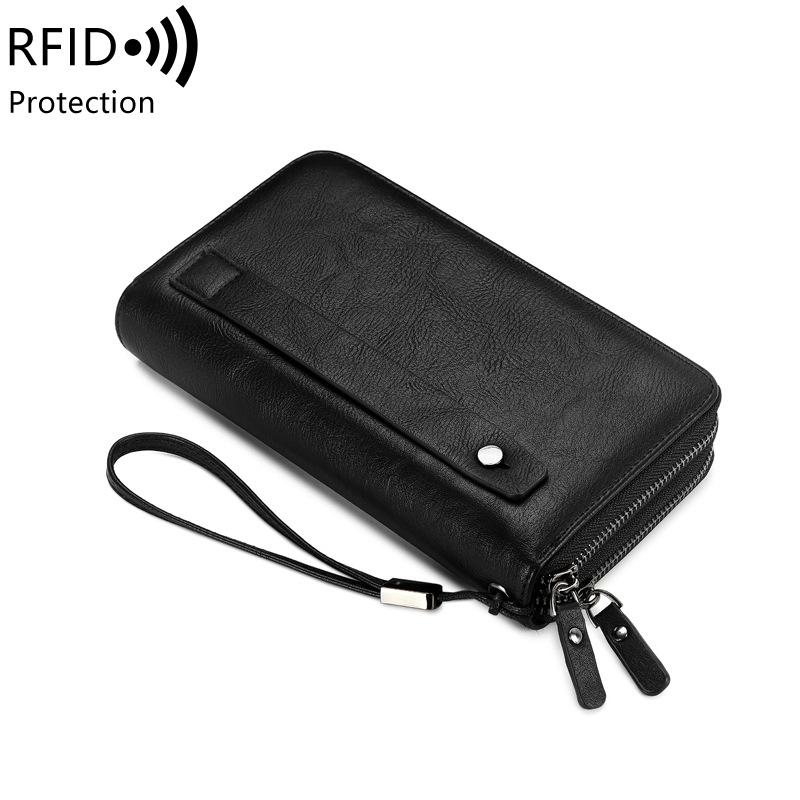 New Anti-theft Brush Men's Wallet Multi-functional Business Clutch Bag Large Capacity Double Pull Long Wallet