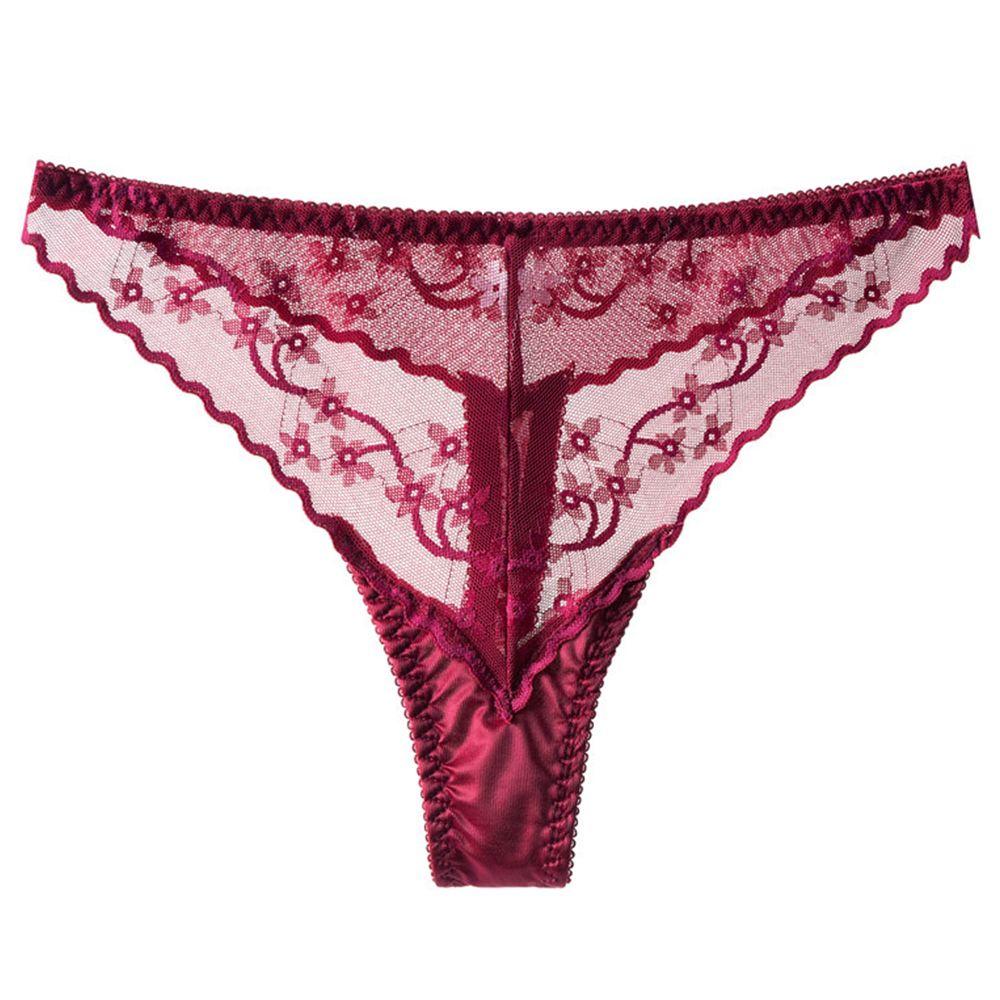 Design G-String Ice Silk Korean Style Underwear Low-Waist Thong Lace Panties Women Lingerie