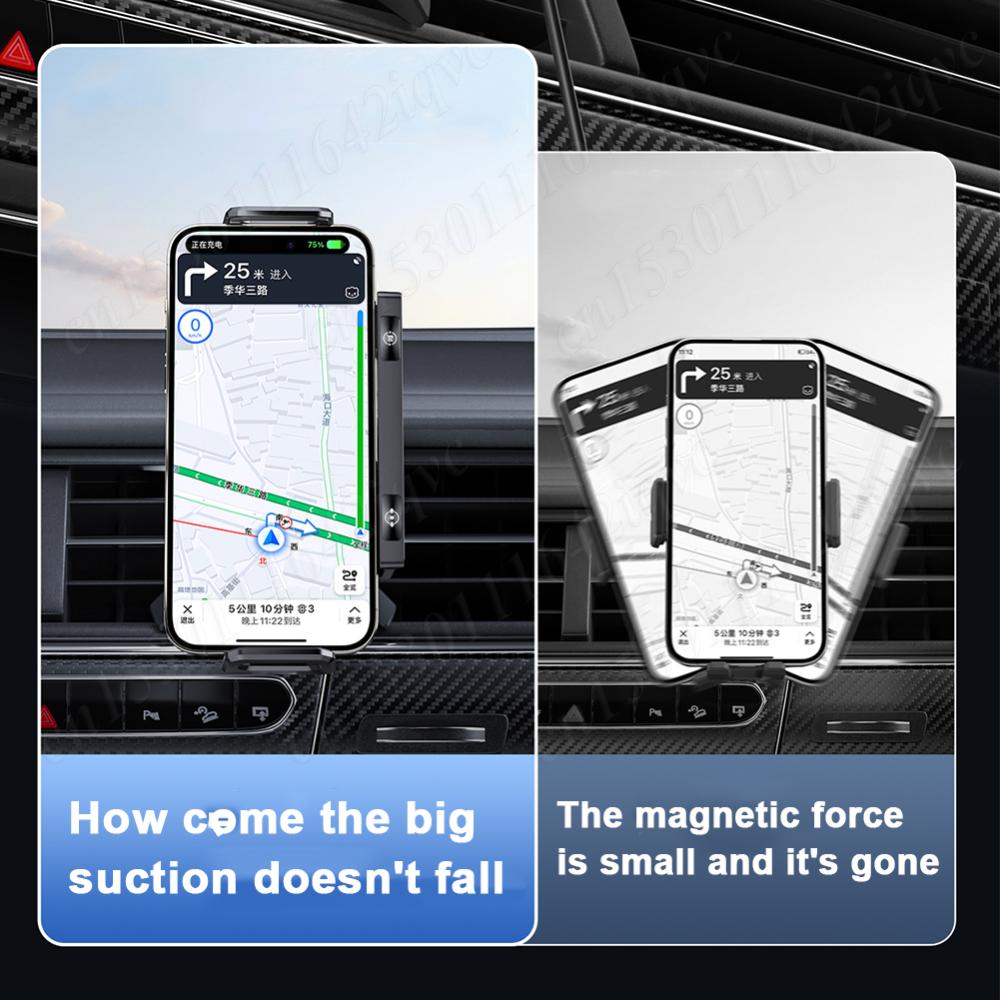 New Dual Coil Foldable Phone Holder Car Wireless Charger 15W Fast Charging Car Vent Phone Mount Holder for Smartphone/Pad/Phone