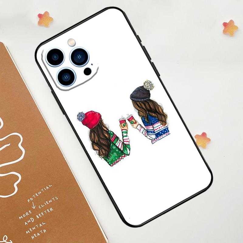 Best Friends BFF Matching Phone Case For iPhone 17 Pro Max 14 13 12 11 15 16 Pro Max mini 16 Plus 16e 17 Air Funda
