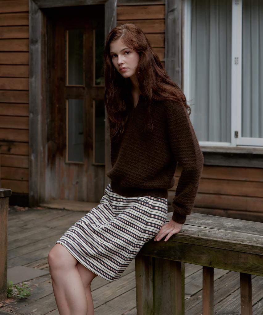 Seutyudioaenpaleukeu Multi Stripe Jersey Skirt_Navy