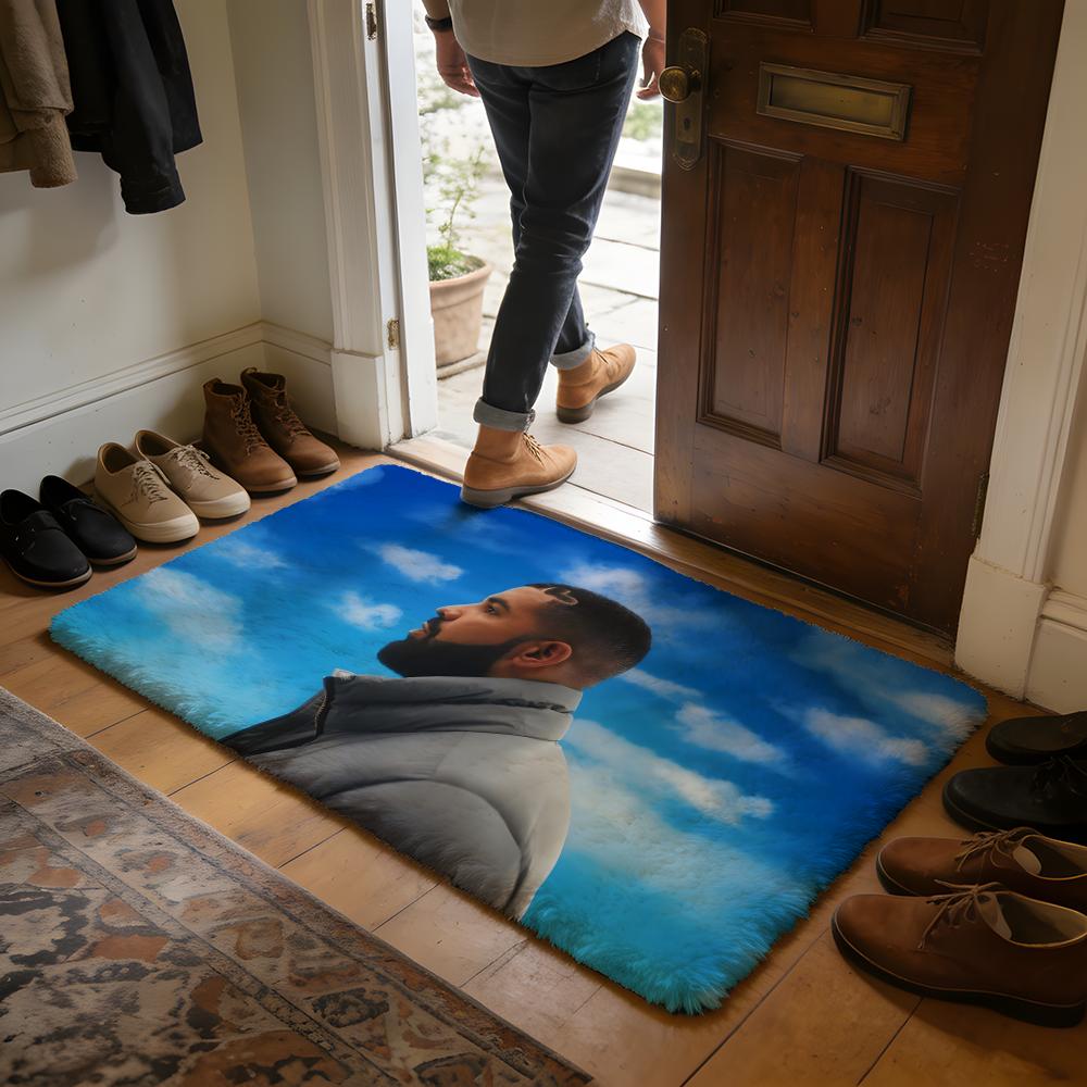 DDrake Rapper Floor Mat Soft Flannel Absorbent Mat Non-Slip Rug Home Bedroom Bathroom