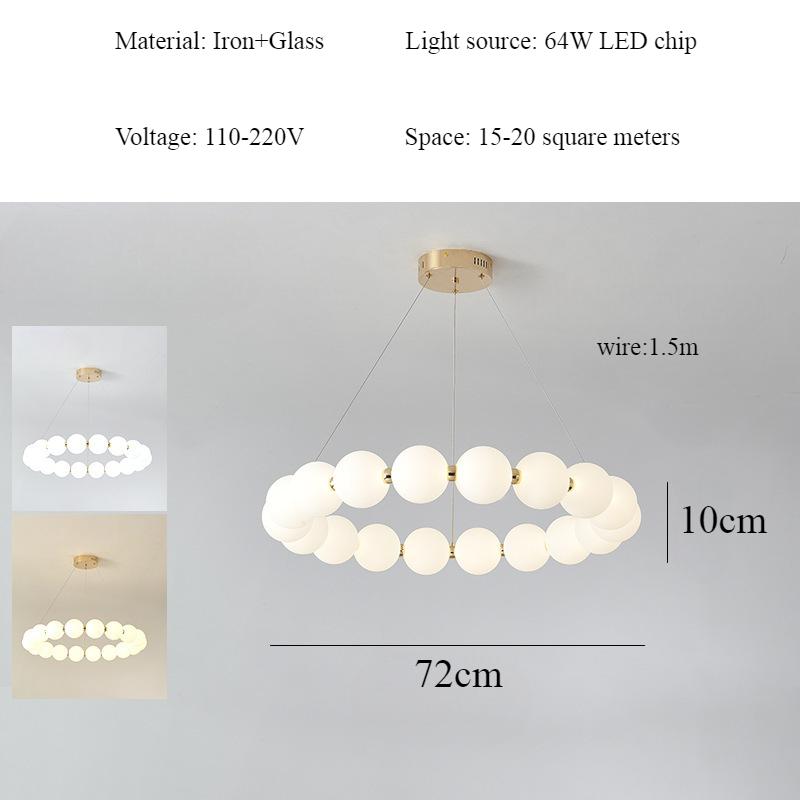 Nordic Modern Living Room Pendant Light Designer Simple LED Bedroom Circular Personalized Dining Room Pearl Necklace Light