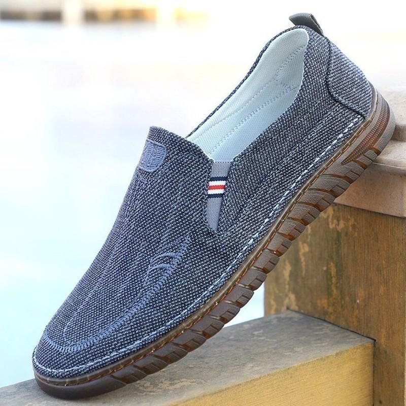 Men's Non-slip Breathable Canvas Shoes - Soft Beef Tendon Sole, Wear-resistant, Deodorant, Perfect for Driving and Work