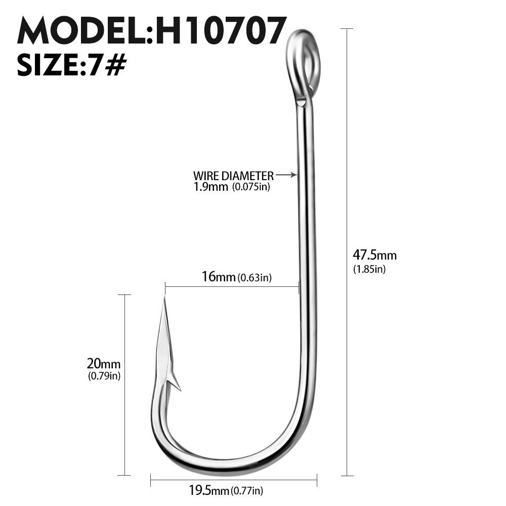 

Одинарный крючок для ловли рыбы на скалах с зазубринами, крючок для морской рыбалки, длинная ручка из высокоуглеродистой стали Luya с отверстием и петлей, 100 шт./упаковка 7# (100 pieces/pack)