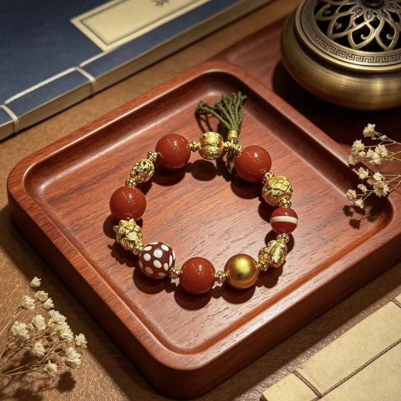 Meier New chinoiserie chinese style necklace accessories classy red agate bracelet jewelry accessible luxuryretro bracelet