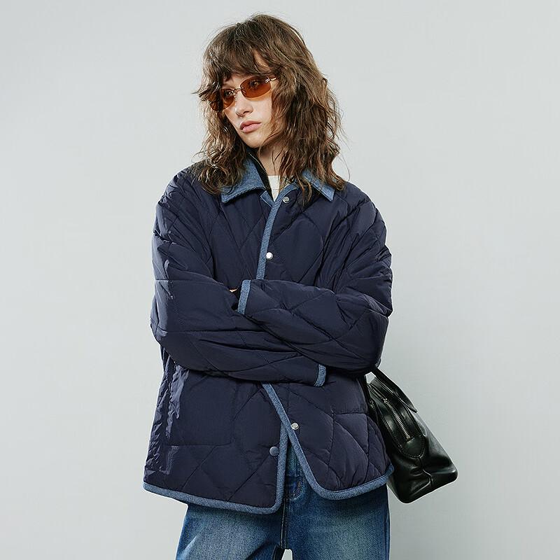 Chuyu Women's Color Block Diamond Padded Winter Coat